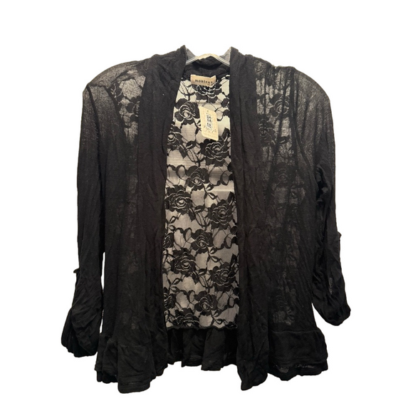 Free People Sweaters - Free People Black Floral Lace Cardigan
